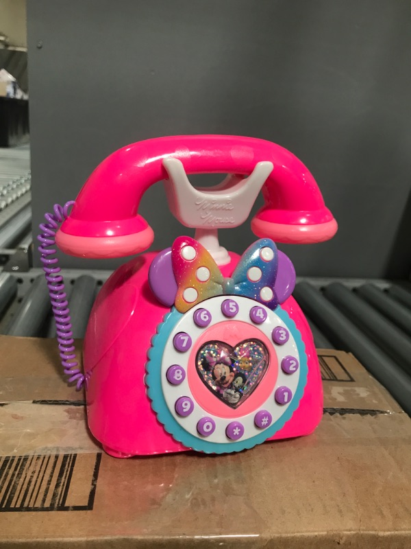 Photo 2 of Disney Junior Minnie Mouse Ring Me Rotary Phone with Lights and Sounds, Pretend Play Phone for Kids, by Just Play
