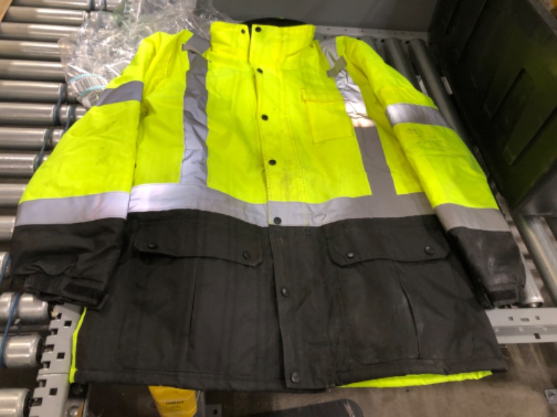 Photo 2 of High Visibility Reflective Winter Safety Jacket, Insulated Parka, ANSI Compliant, Ergodyne GloWear 8384,X-Large,Lime
