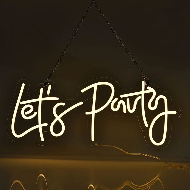 Photo 1 of Let's Party Neon Sign Warm White 21x9Inches
