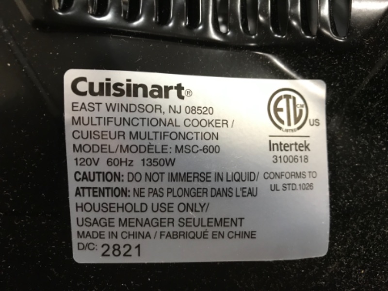 Photo 3 of (Major Damage - Parts Only) Cuisinart MSC-800 Cook Central 4-in-1 Multi-Cooker, 7 quart
