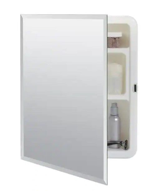 Photo 1 of 16 in. W x 20 in. H X 4 in. D Recessed or Surface Mount Frameless Beveled Bathroom Medicine Cabinet