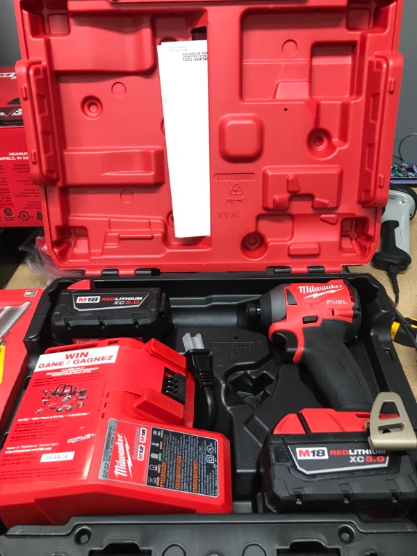 Photo 1 of M18 FUEL SURGE 18-Volt Lithium-Ion Brushless Cordless 1/4 in. Hex Impact Driver Compact Kit with Two 5.0 Ah Batteries...
**Product Is Brand New** - **Retail Packaging Maybe Opened or Damaged**