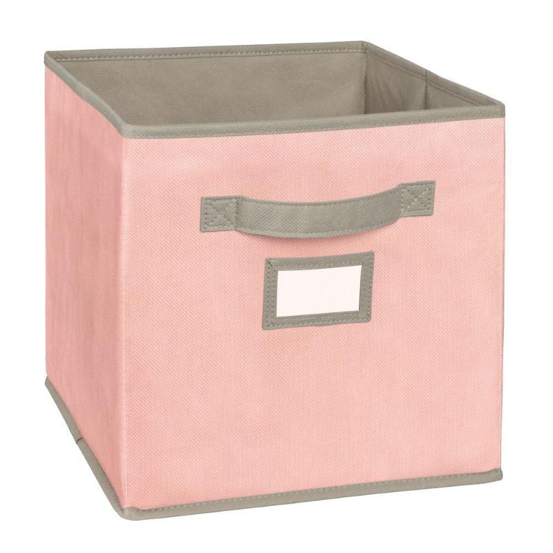 Photo 1 of 3 PACKS ClosetMaid 11 in. D X 11 in. H X 11 in. W Pink Fabric Cube Storage Bin
