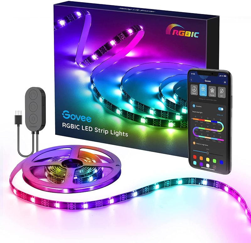 Photo 1 of RGBIC LED Strip Lights, 16.4ft Bluetooth Color Changing with Segmented App Control