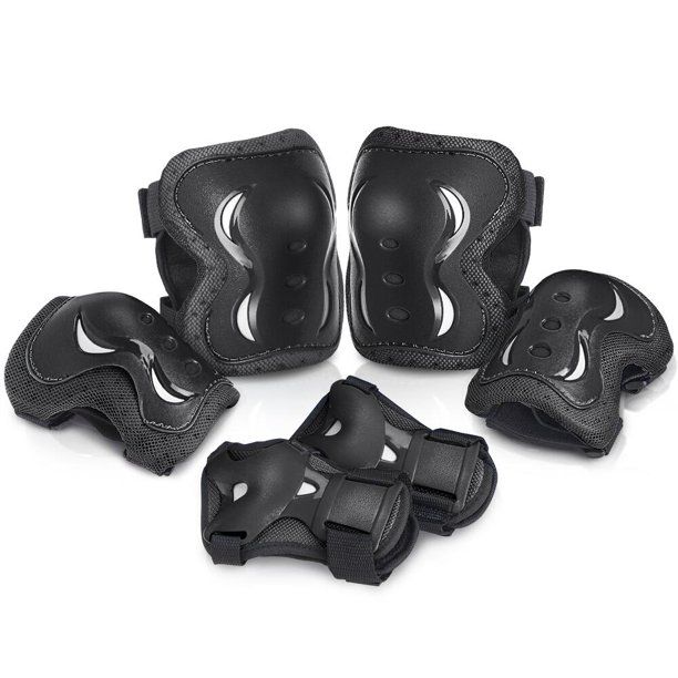 Photo 1 of 2 Pack Protective Gear Set Bike Knee Pads and Elbow Pads with Wrist Guards for Skate Cycling Sports (Black)