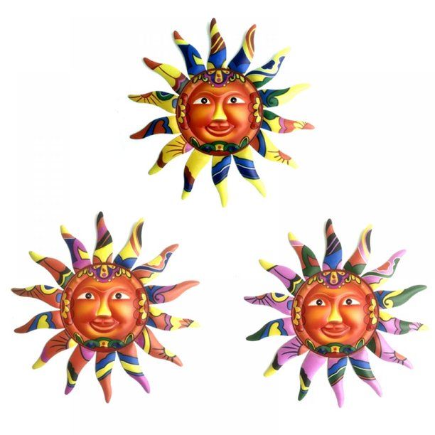 Photo 1 of 3 Pack of Metal Sun Wall Art Decor Hanging 12.7 Inches