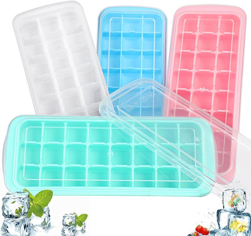 Photo 1 of 2PCKS OF Ice Cube Tray with Lid 4 Pack, Easy-Release 96 Ice Tray Flexible