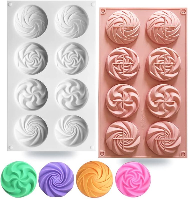 Photo 1 of 2PACKS OF 2 Pack Spiral Shape Silicone Molds, 8 Cavitiy 3D French Dessert Silicone Nonstick Baking Cake Pans for Candy, Chocolate,Mousse, Jelly, Pudding DIY Baking