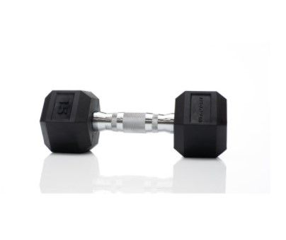 Photo 1 of 15 lb Black Hex Rubber Dumbbell Weight With 360 Degree Welded Cast-iron Core
2 weights