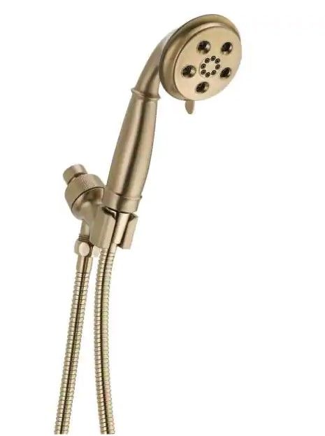 Photo 1 of 3-Spray 3 in. Single Wall Mount Handheld H2Okinetic Shower Head in Champagne Bronze
