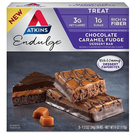 Photo 1 of *EXP DATE 08/20/22* Atkins Endulge Treat, Chocolate Caramel Fudge Dessert Bar, Keto Friendly, 5 Count - 3 PACK 
