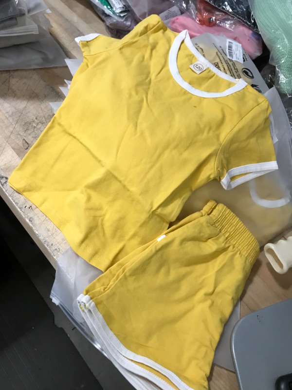 Photo 1 of BABY GIRL OR BOY YELLOW SHORT AND SHIRT SET - 4-5T - SET OF 2 