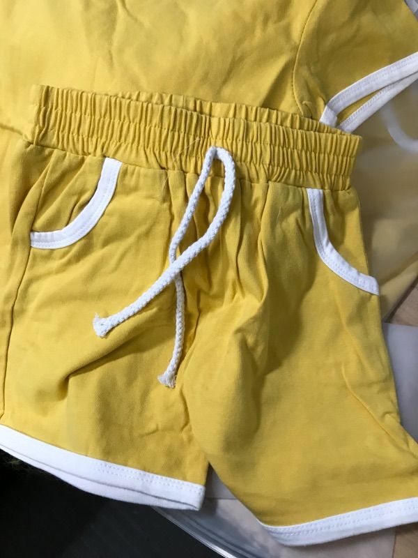 Photo 2 of BABY GIRL OR BOY YELLOW SHORT AND SHIRT SET - 4-5T - SET OF 2 