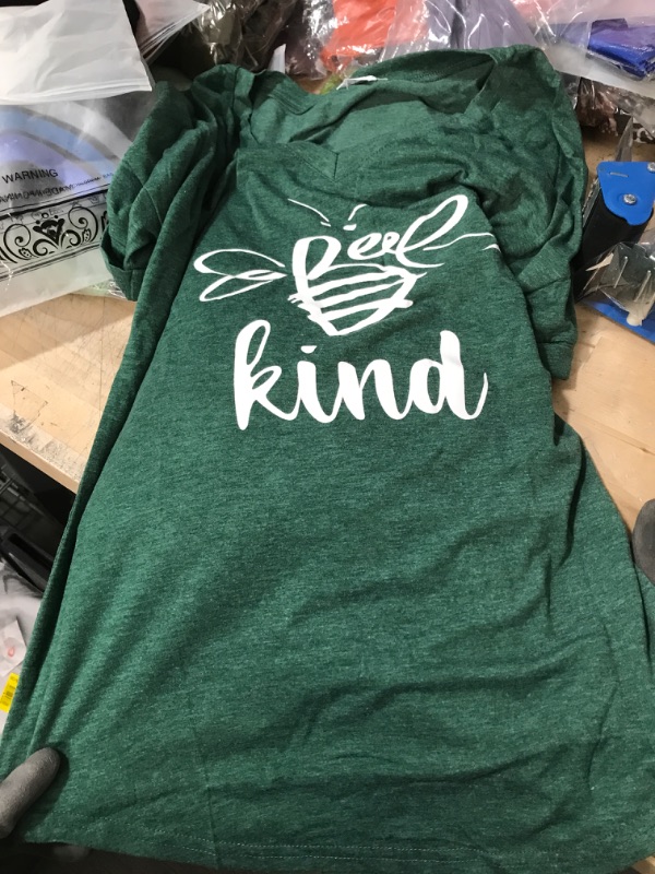 Photo 3 of TOPBRIEF WOMENS GOOD VIBES V NECK T SHIRT (BLACK) - SIZE MEDIUM *BUNDLED WITH* TOPBRIEF WOMENS BE KING GREEN V NECK TOP - SIZE LARGE *BUNDLED WITH** TOPBRIEF WOMENS ST PATRICKS DAY GREEN V NECK TOP -SIZE MEDIUM