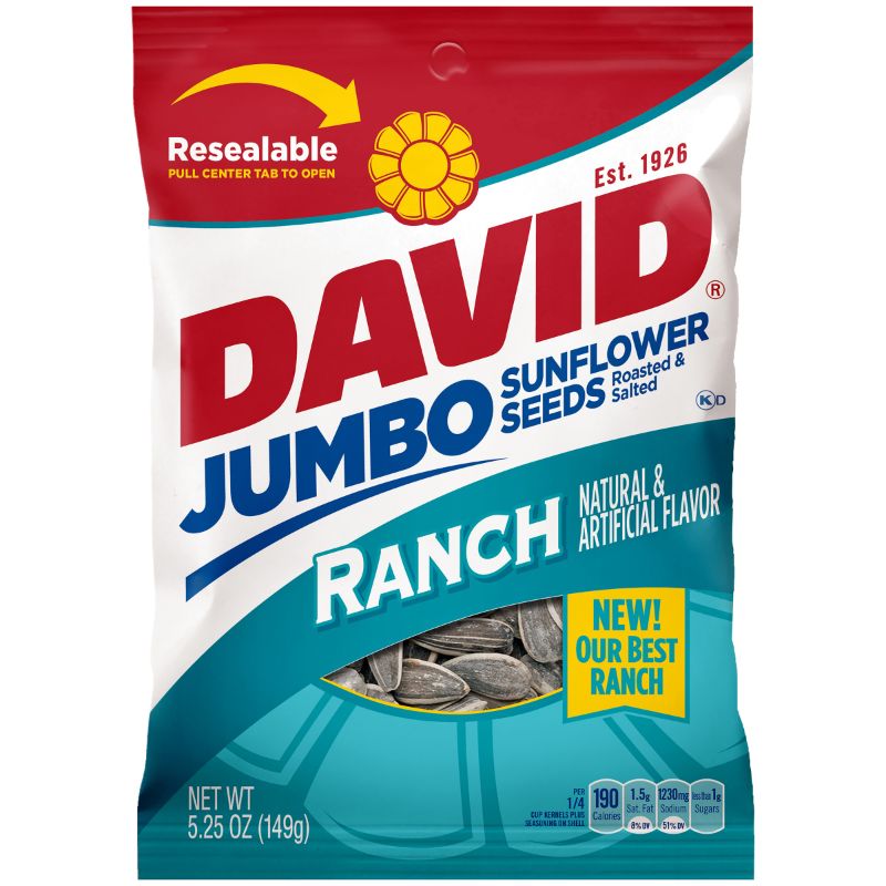 Photo 1 of *EXP DATE 02/27/22** David Sunflower Seeds Ranch Flavor, 12 Bags/Box | Quill
