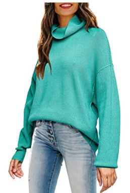 Photo 1 of AUTOMET Womens Turtleneck Oversized Sweaters 2021 Fall Long Batwing Sleeve Tunic Hem Casual Pullover Sweater Knit Tops
SIZE M
