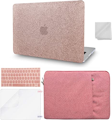 Photo 1 of KECC Compatible with MacBook Pro 13 inch Case 2019-2016 Touch Bar A2159 A1989 A1706 A1708 Plastic Hard Shell + Keyboard Cover + Sleeve + Screen Protector + Dust Cloth (Rose Gold Sparkling)