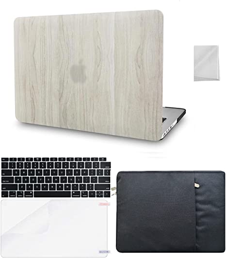 Photo 1 of KECC Compatible with MacBook Air 13'' Case 2020 2019 2018 A1932 Retina Display + Touch ID Plastic Hard Shell + Keyboard Cover + Sleeve + Screen Protector + Dust Cloth (Pine Wood 2)