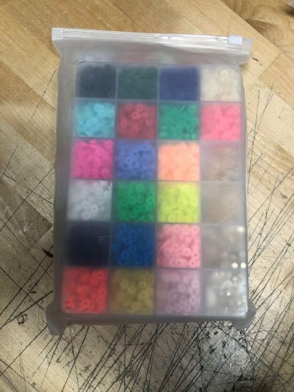Photo 1 of Beads for Jewelry Making kit 5000 Pcs Heishi Beads Clay Beads 6mm 20 Colors with 520 Pcs Letter Beads 2 Roll Elastic Strings for DIY Jewelry Making Bracelets Necklace Beading Supplies Accessories