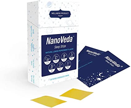 Photo 1 of **2 PACKS**

NanoVeda Oral Melatonin Sleep Strips with Valerian, Best Natural Sleeping Aid, Helps Fall Asleep Quickly, Relief from Insommnia, Anxiety -30 Orosoluble Strips in Natural Lemon Peppermint Flavour