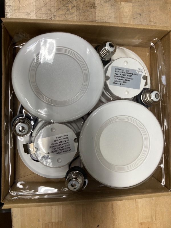 Photo 3 of 4 Pack 4 Inch Ultra-Thin LED Recessed Downlight Baffle Trim, Dimmable, 9W 75W Eqv, 4000K Daylight 960LM Damp Rated, Simple Retrofit Installation
