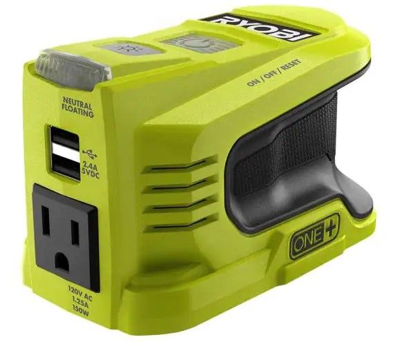 Photo 1 of RYOBI
150-Watt Power Inverter for ONE+ 18V Battery (Tool Only)
