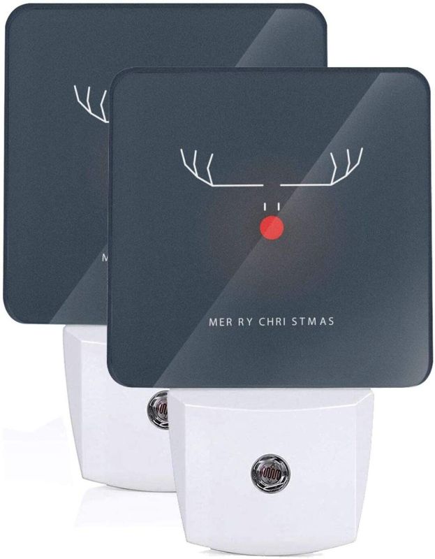 Photo 1 of 4 Pack Plug-in Led Night Light Lamp Merry Christmas with Reindeer Red Nose Print with Dusk to Dawn Auto Motion Senor for Reading Bathroom Bedroom Nursery Decorative