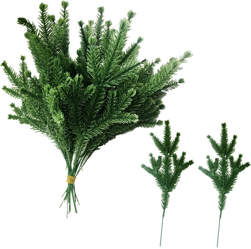 Photo 1 of **PACK OF 2**
30 PCS Christmas Artificial Pine Branches, 9.84 x3.93 inch Artificial Christmas Green Plants Pine Needles Branches Garland for DIY Garland Wreath Embellishing and Home Garden Party Wall Door Decor
