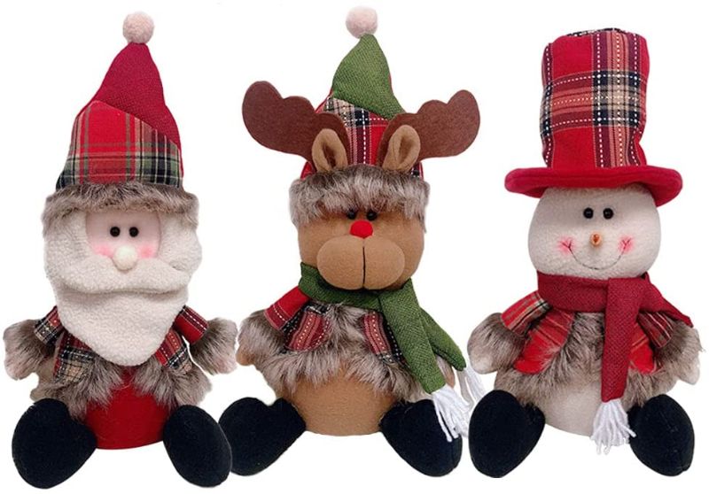 Photo 1 of **PACK OF 4**
Christmas Plush Decorations, 13-inch Christmas Ornaments Plush Toys, Santa Claus/Snowman/Elk Decoration Set, Xmas Hanging Ornaments Decorations Festive Season Pendant (Red)
