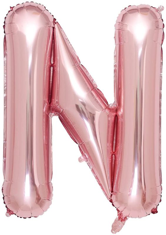 Photo 1 of **SET OF 3**
Letter Rose Gold N Balloons,40 Inch Single Rose Gold Alphabet Giant Letter Foil Balloons Aluminum Hanging for Wedding Birthday Party Decoration Helium Air Mylar Balloon
