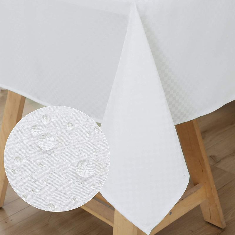 Photo 1 of **SET OF 3**
WELTRXE Rectangle Jacquard Tablecloth Washable Polyester Fabric Table Cloth, Water Resistant Spill Proof Table Cover for Dining, Kitchen, Wedding and Parties, 52 x 70 Inch, White
