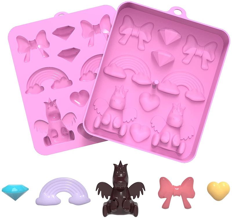 Photo 1 of **SET OF 2**
KoKoVac Silicone Candy and Chocolate Molds Princess Series (2 pcs) Chocolate Tray for Baking Chocolate Cookies Ice Cream Jelly Candy Gummy Fondant Soap Brithday and Christmas party Molds (Unicorn Series)