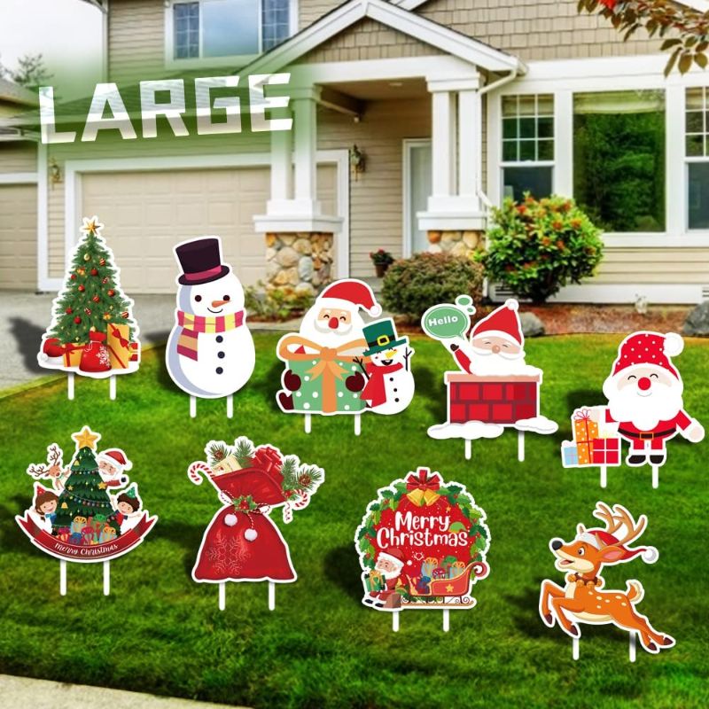 Photo 1 of **SET OF 2**
Christmas Decorations Outdoor Yard Signs with Stakes, 9Pack Large Yard Sign for Garden Lawn Decor, Colourful Creative Christmas Lawn Sign for Xmas Tree Garden Home
