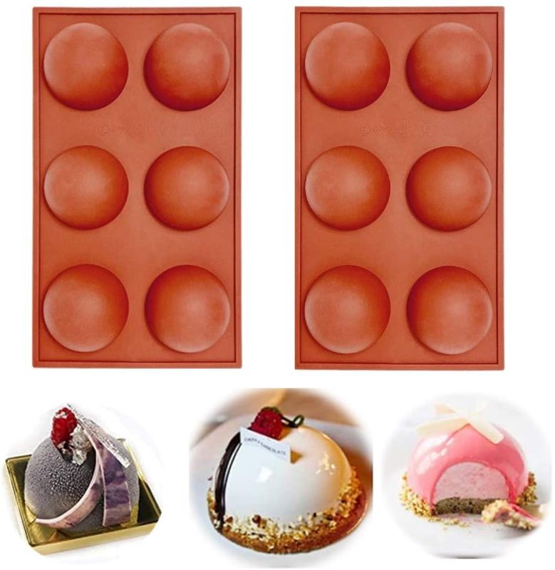 Photo 1 of **SET OF 2**
6 Holes Silicone Mold For Chocolate, Cake, Jelly, Pudding, Handmade Soap, BPA Free Cupcake Baking Pan (2pcs-Pack)
