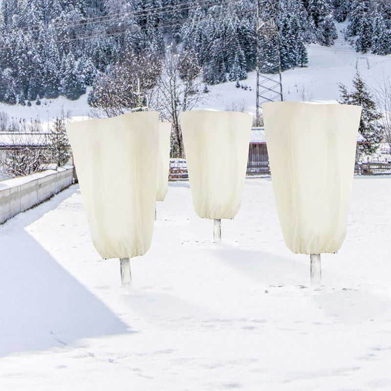 Photo 1 of 2 pack Nomirosy 2 PCS Plant Covers Freeze Protection, 47.24"×70.87" Plant Frost Cover Blanket Jacket for Winter Anti-Freeze Protection Shrub