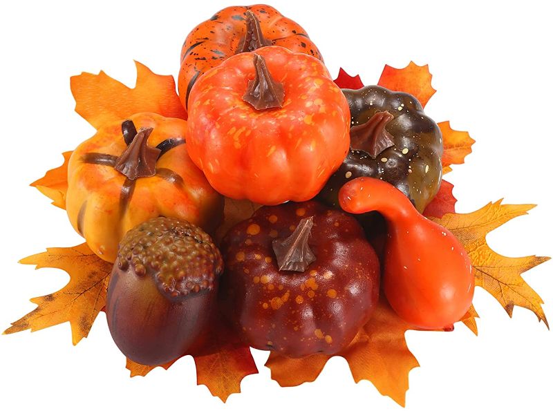 Photo 1 of 2 pack Thanksgiving Artificial Pumpkins Home Decoration Set