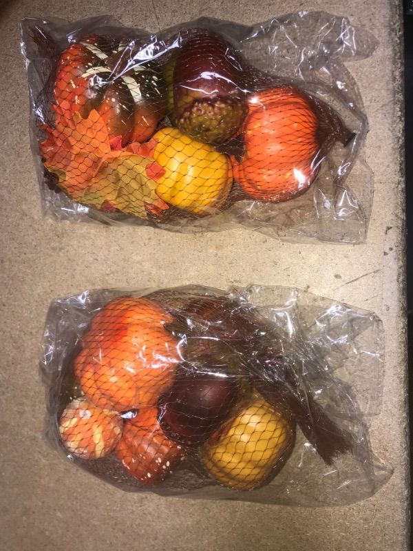 Photo 2 of 2 Pack Thanksgiving Artificial Pumpkins Home Decoration Set