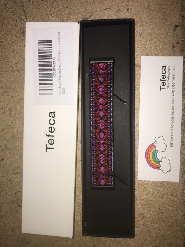 Photo 2 of Tefeca Replacement Band for Fitbit Versa 3 and Fitbit Sense (Red Embroidery,L fits Wrist Size : 7.0-7.5 inch)