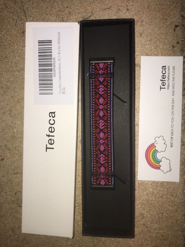 Photo 2 of Tefeca Replacement Band for Fitbit Versa 3 and Fitbit Sense (Red Embroidery,L fits Wrist Size : 7.0-7.5 inch)