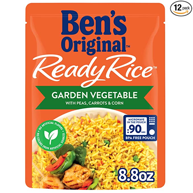 Photo 1 of ** EXP: 04/22 ***   ** NON-REFUNDABLE**  ** SOLD AS OS **
BEN'S ORIGINAL Ready Rice Pouch Garden Vegetable Rice, 8.8 Ounce (Pack of 12)
