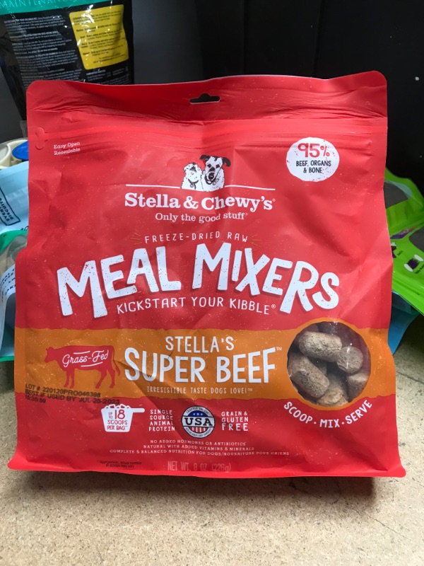 Photo 3 of ** EXP: JUL 20 2023**  ** NON-REFUNDABLE**  ** SOLD AS IS **
Stella & Chewy's Freeze-Dried Raw Stella's Super Beef Meal Mixers Grain-Free Dog Food Topper
