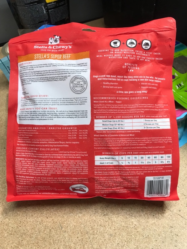Photo 2 of ** EXP: JUL 20 2023**  ** NON-REFUNDABLE**  ** SOLD AS IS **
Stella & Chewy's Freeze-Dried Raw Stella's Super Beef Meal Mixers Grain-Free Dog Food Topper
