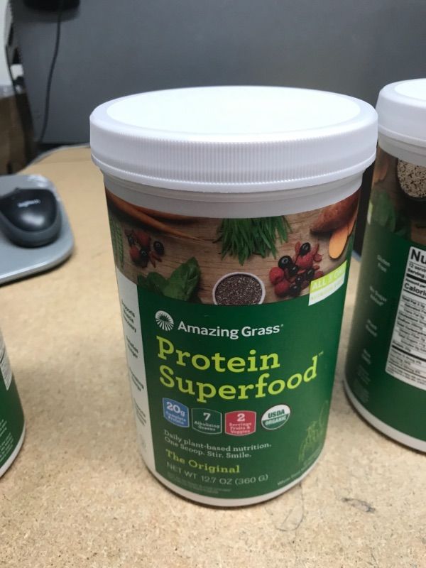 Photo 1 of ** EXP: 10/2022** ** NON-REFUNDABLE**  ** SOLD AS IS **
Amazing Grass Protein Superfood: Vegan Protein Powder, All in One Nutrition Shake, Unflavored, 12 Servings (Old Version)
