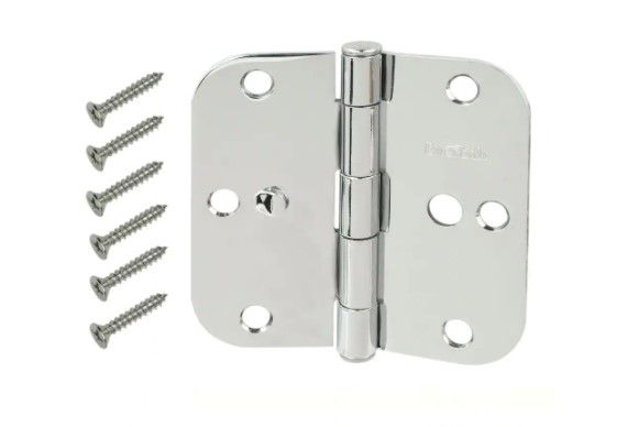 Photo 1 of **SET OF 2**
3-1/2 in. Chrome 5/8 in. Radius Security Door Hinges Value Pack (3-Pack)
