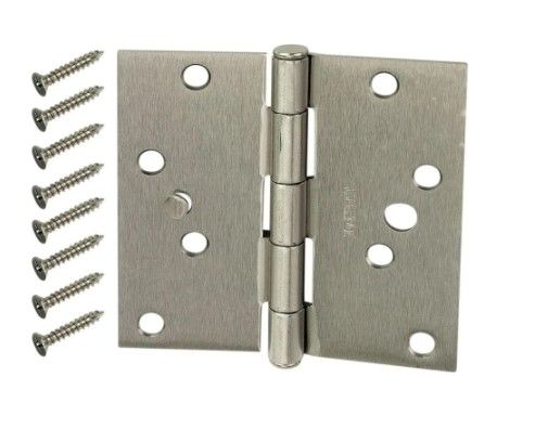 Photo 1 of **SET OF 3**
4 in. Satin Nickel Square Corner Security Door Hinges Value Pack (3-Pack)