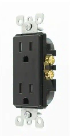 Photo 1 of ** SETS OF 10**
Leviton T5325-E 15 Amp 125 Volt, Tamper Resistant, Decora Duplex Receptacle, Straight Blade, Grounding, Black
