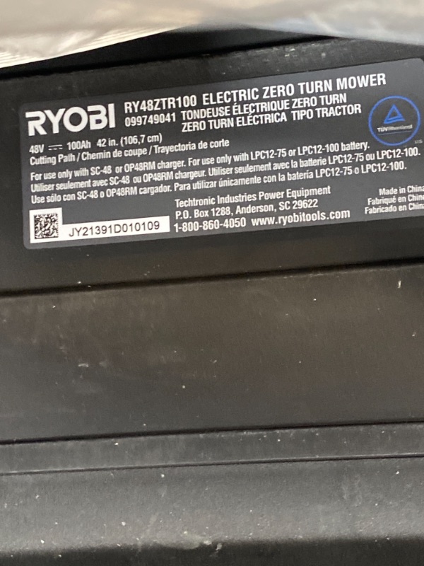 Photo 6 of RYOBI 42 in. 100 Ah Battery Electric Riding Zero Turn Mower