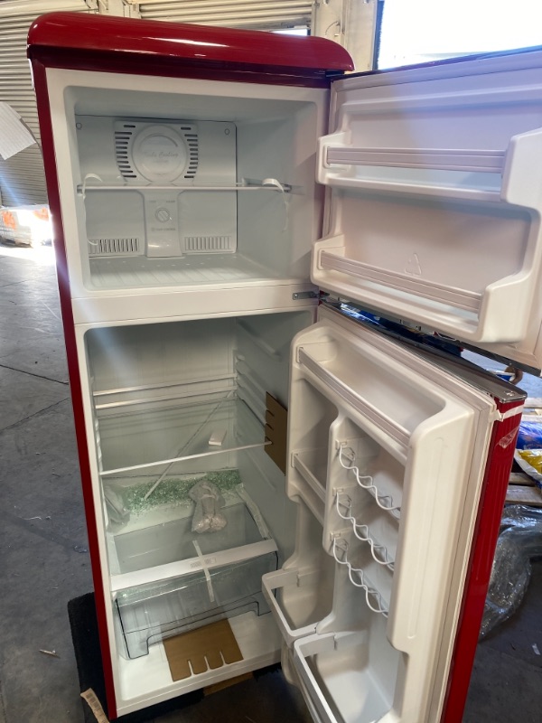 Photo 7 of Galanz 12.0 cu. ft. Top Freezer Retro Refrigerator with Dual Door True Freezer, Frost Free in Red