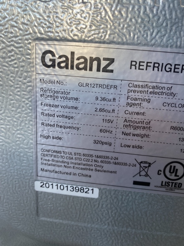 Photo 10 of Galanz 12.0 cu. ft. Top Freezer Retro Refrigerator with Dual Door True Freezer, Frost Free in Red