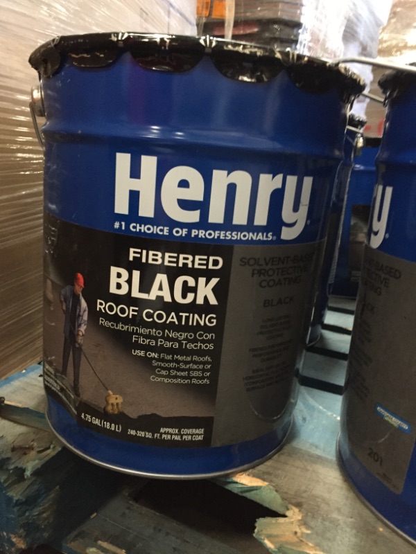 Photo 2 of (9 buckets of assorted roof coating)
201 4.75 Gal. Fibered Asphalt Roof Coating | Black Henry Solvent Roofing Durable